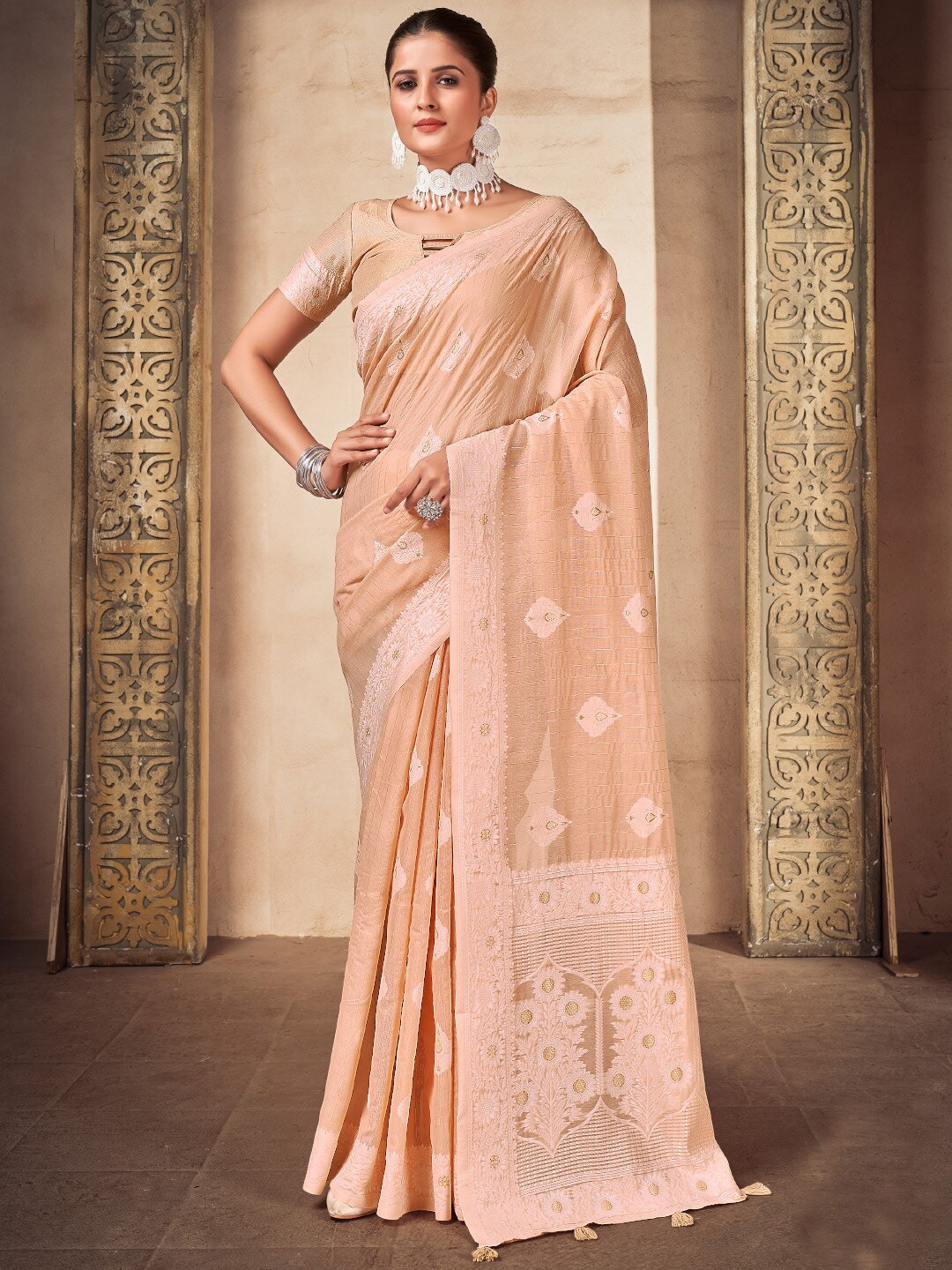 

KARAGIRI Ethnic Woven Design Saree, Beige