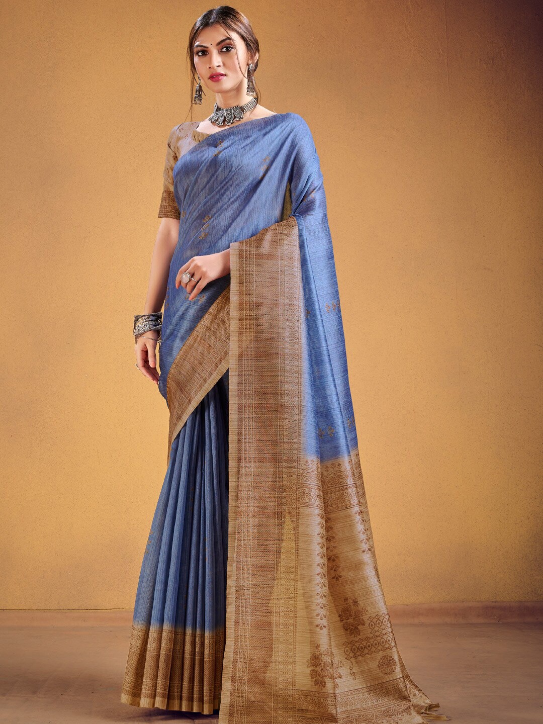 

KARAGIRI FLoral Woven Design Silk Blend Saree, Blue