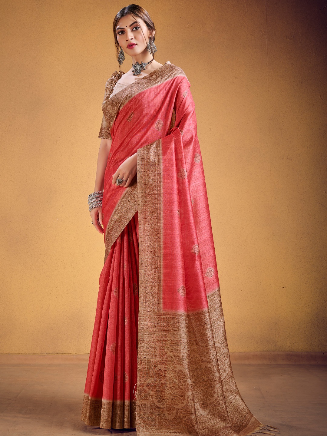 

KARAGIRI Ethnic Motif Woven Design Saree, Pink
