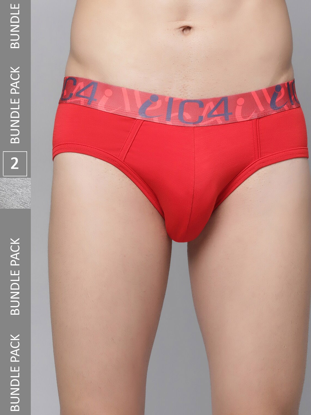 

IC4 Men Pack Of 2 Mid-Rise Basic Briefs 0G-R-209P2, Assorted