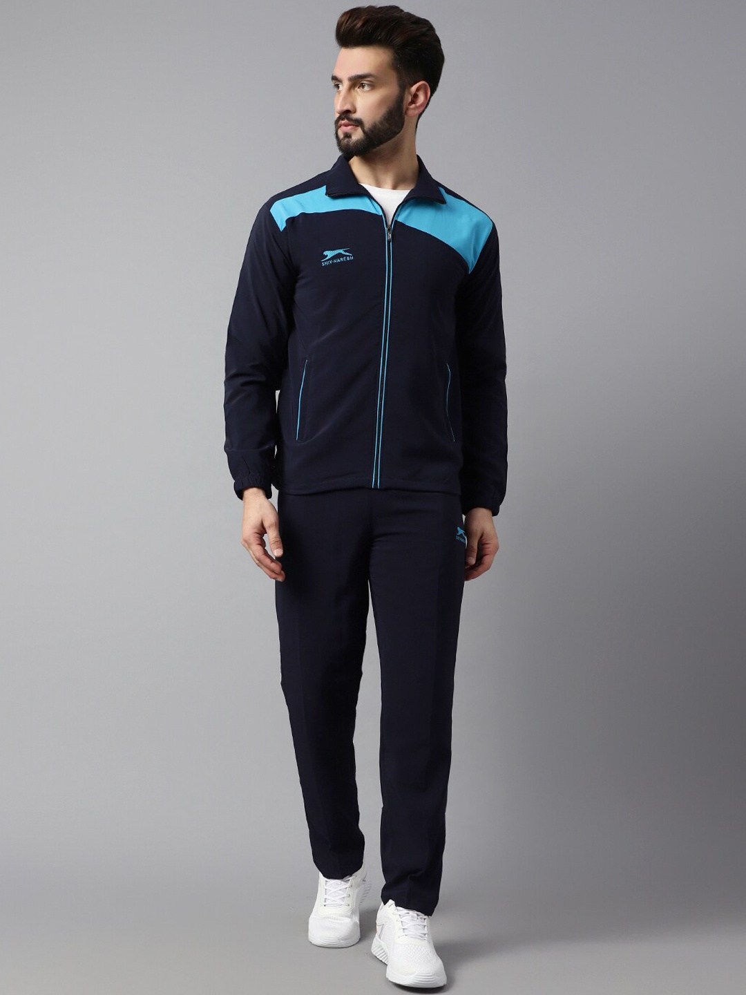 

Shiv Naresh Men Hooded Brand Logo Tracksuits, Navy blue