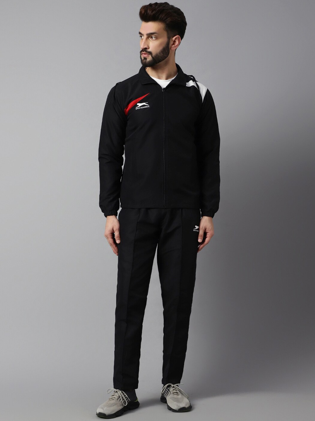 

Shiv Naresh Men Hooded Brand Logo Tracksuits, Black