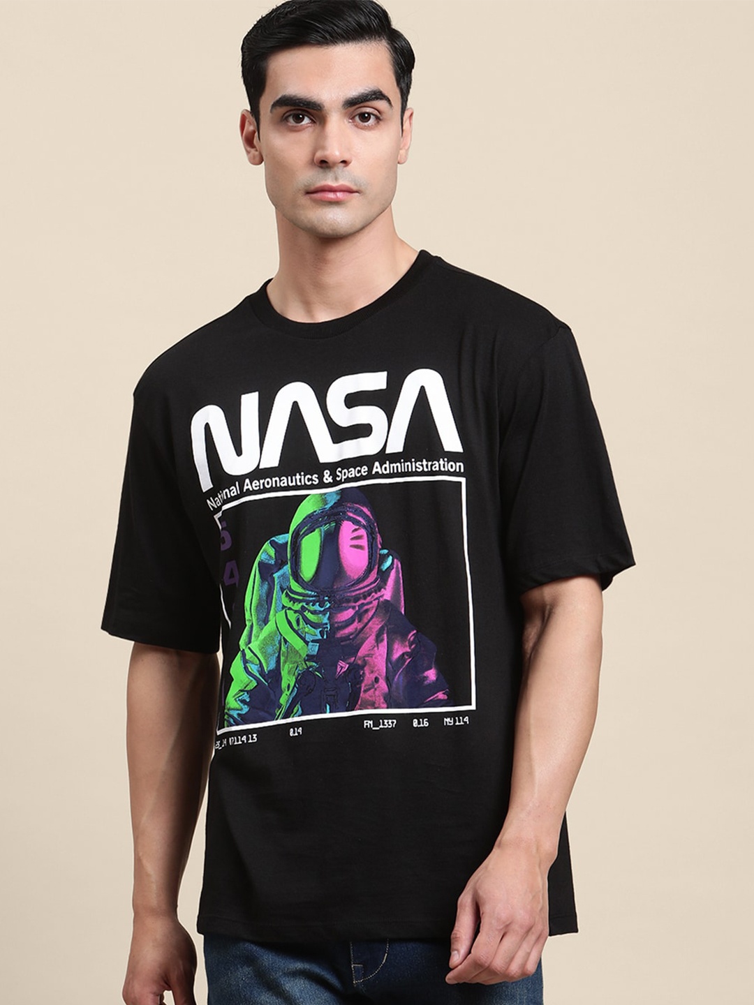 

Free Authority NASA Printed Oversized Cotton T-Shirt, Black
