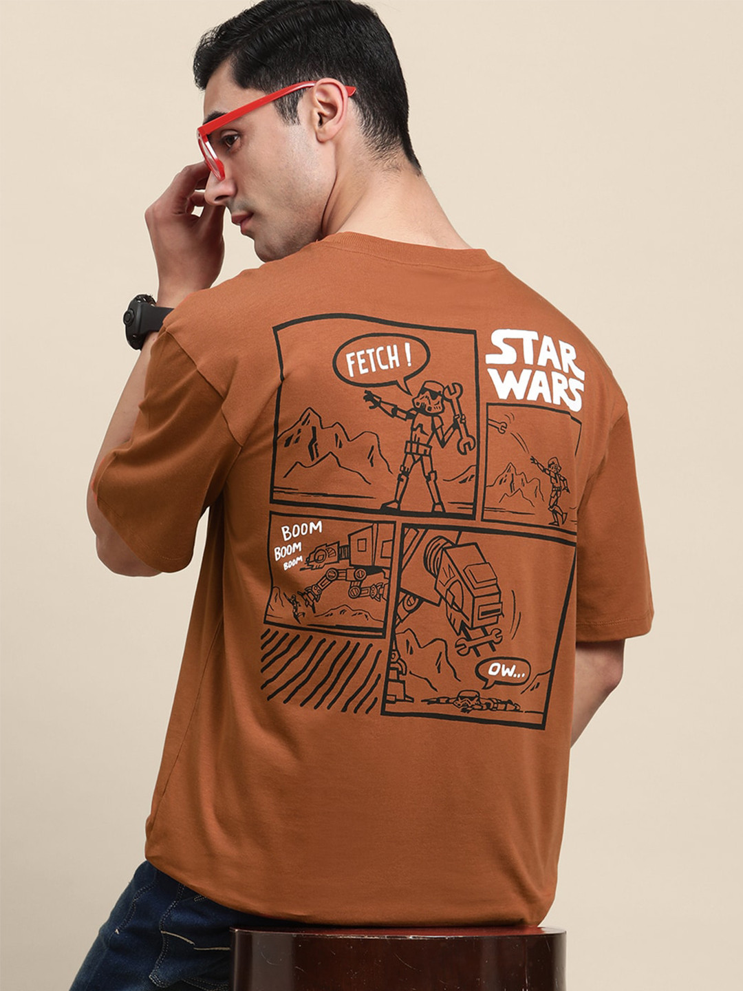 

Free Authority Star Wars Printed Cotton Loose-Fit T-Shirt, Brown