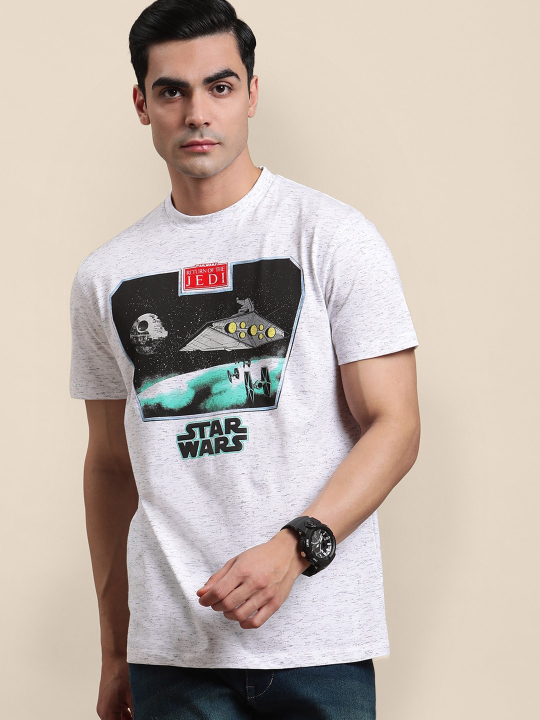 

Free Authority Star Wars Printed Relax Fit Cotton T-Shirt, White