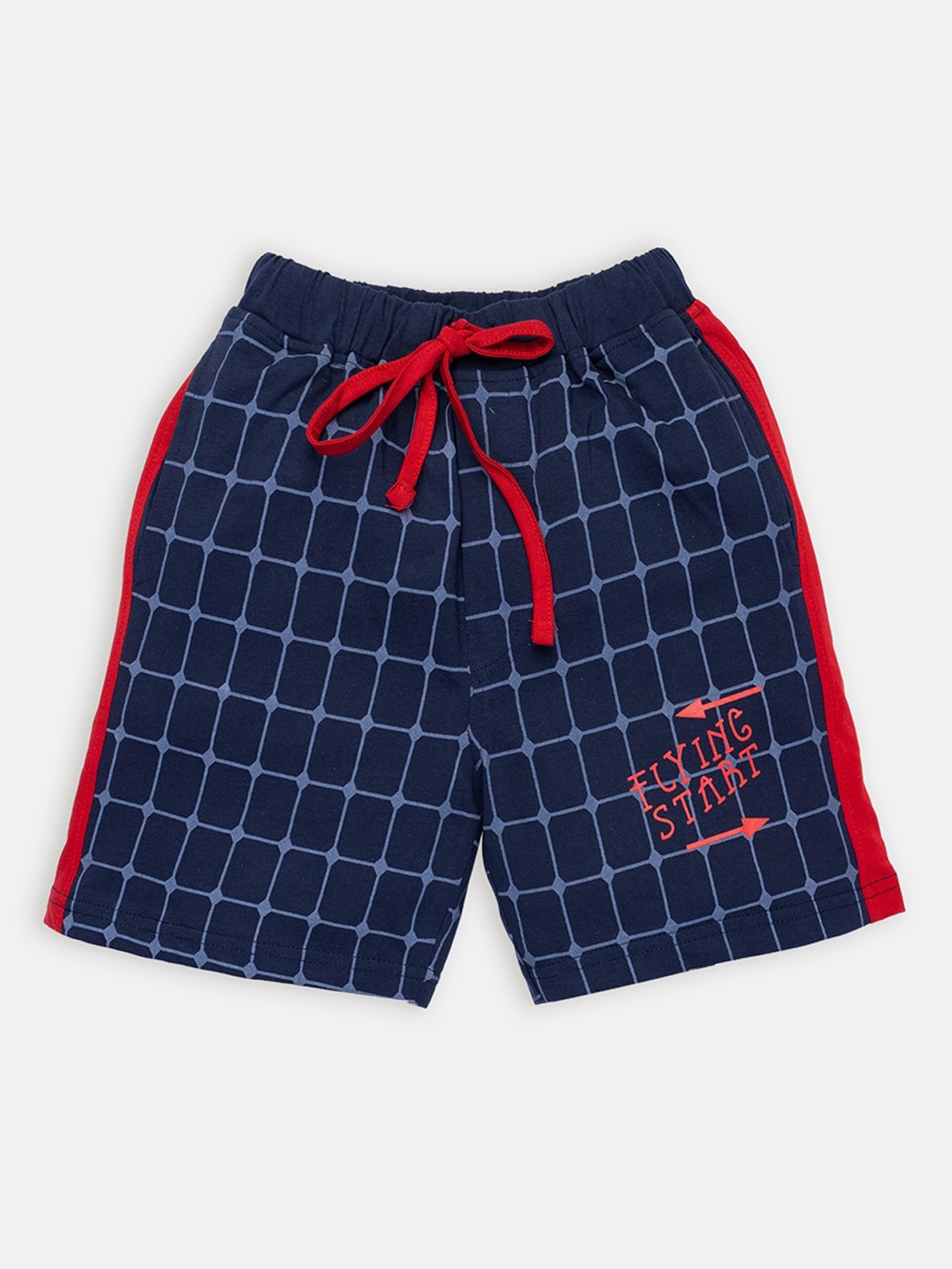 

AMUL Kandyfloss Boys Checked Pure Cotton Shorts, Navy blue