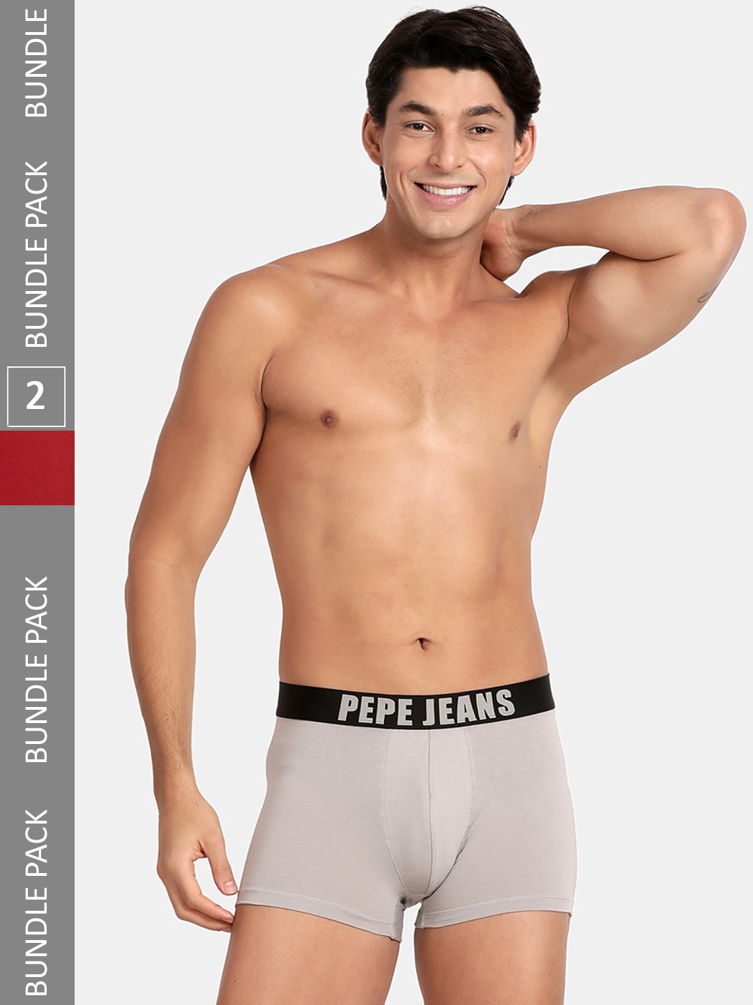 

Pepe Jeans Men Pack of 2 Anti-Microbial Outer Elastic Cotton Trunks, Red