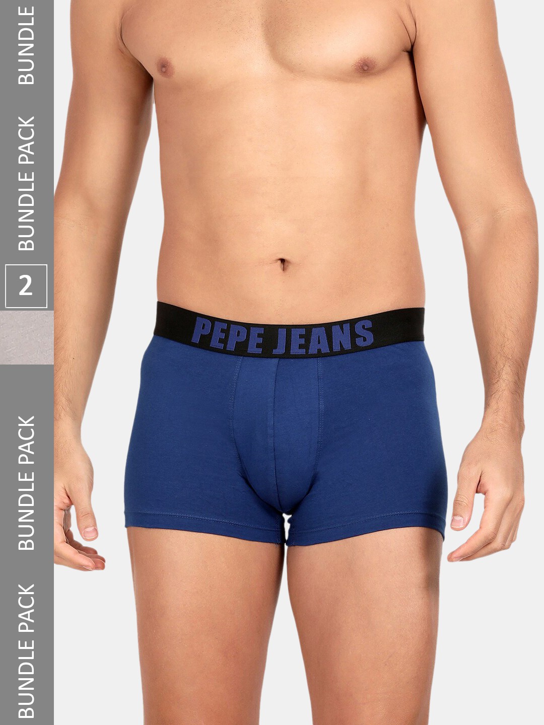 

Pepe Jeans Men Pack Of 2 Outer Elastic Cotton Trunks, Navy blue