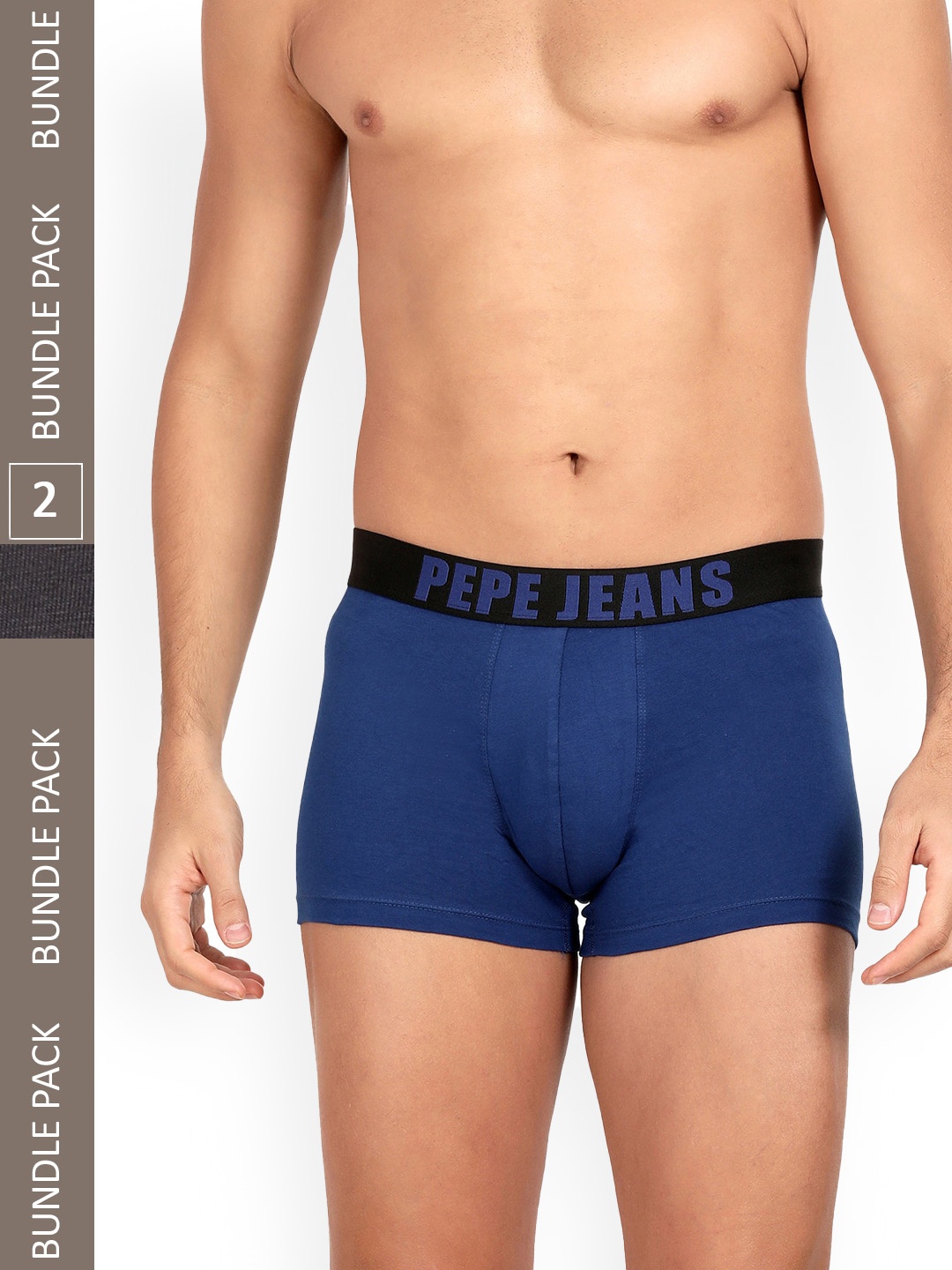 

Pepe Jeans Men Pack Of 2 Outer Elastic Cotton Trunks, Navy blue
