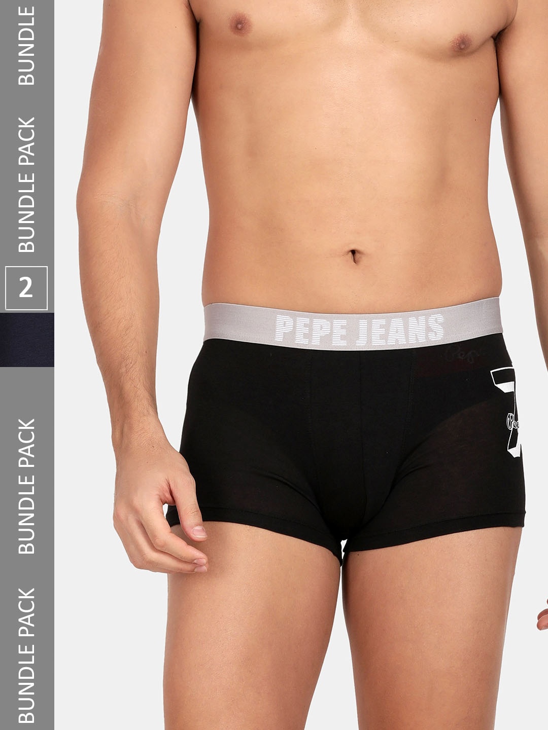 

Pepe Jeans Men Pack Of 2 Outer Elastic Cotton Trunks, Black