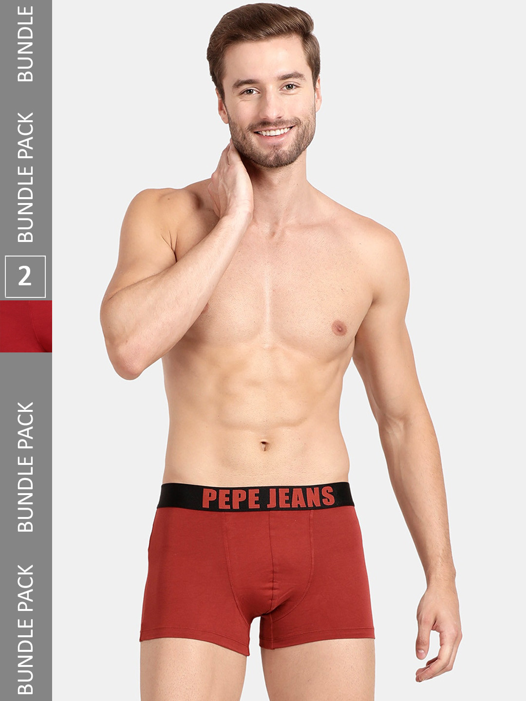 

Pepe Jeans Men Pack Of 2 Outer Elastic Cotton Trunks, Red