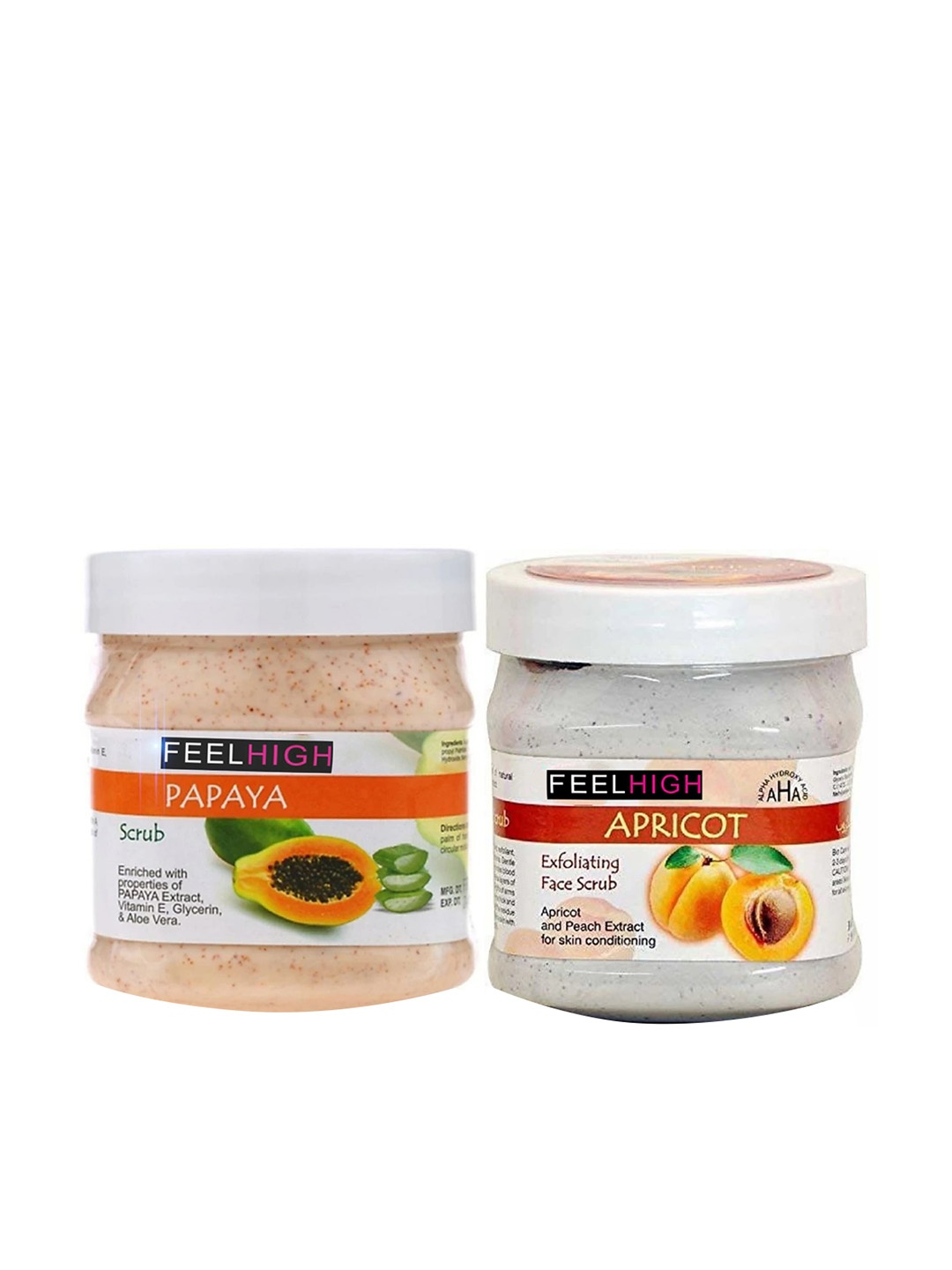 

FEELHIGH Set Of 2 Papaya & Apricot Face Scrub & Body Exfoliator -500 ml Each, White