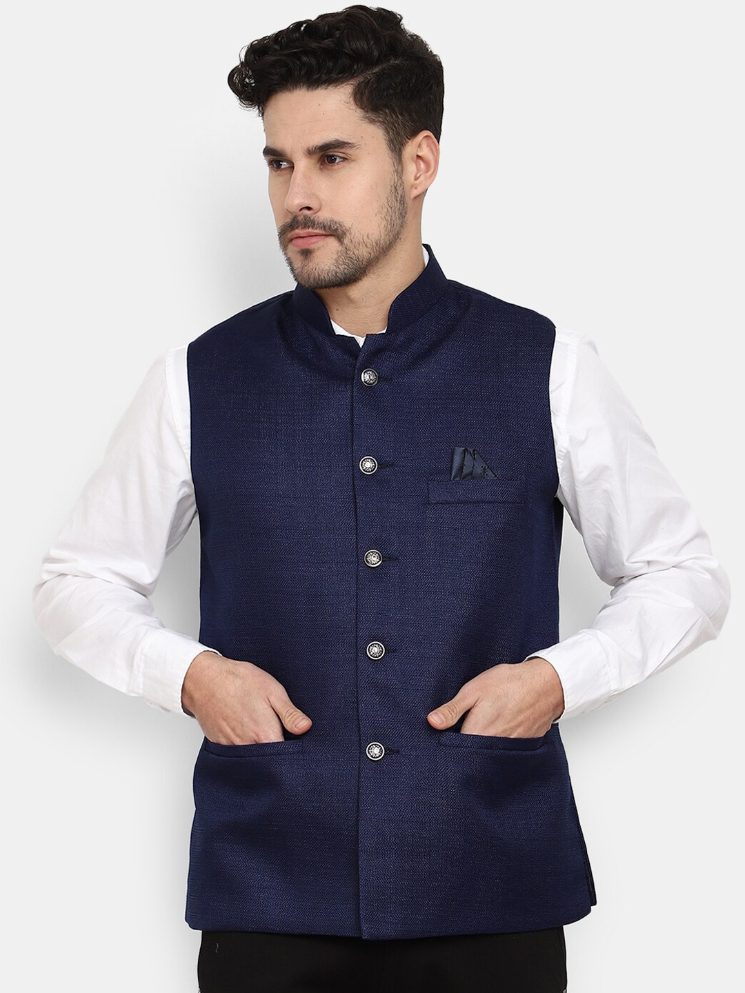 

V-Mart Mandarin Collar Nehru Jackets, Blue