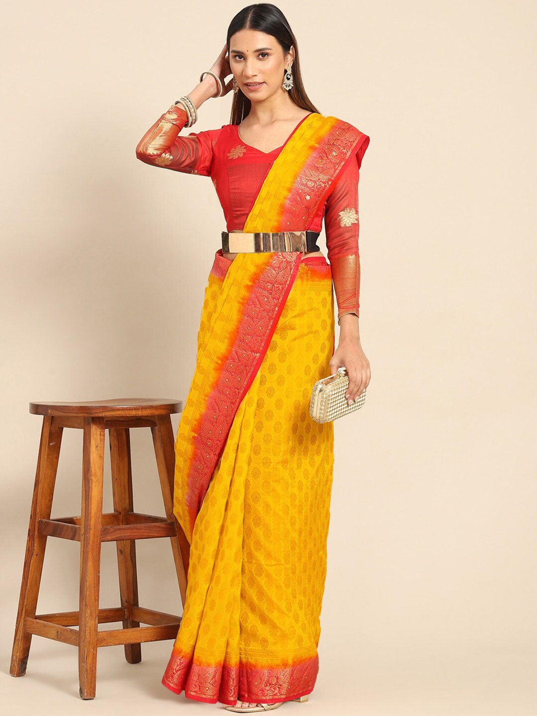 

Chhabra 555 Ethnic Motif woven Design Embellished Banarasi Sarees, Yellow