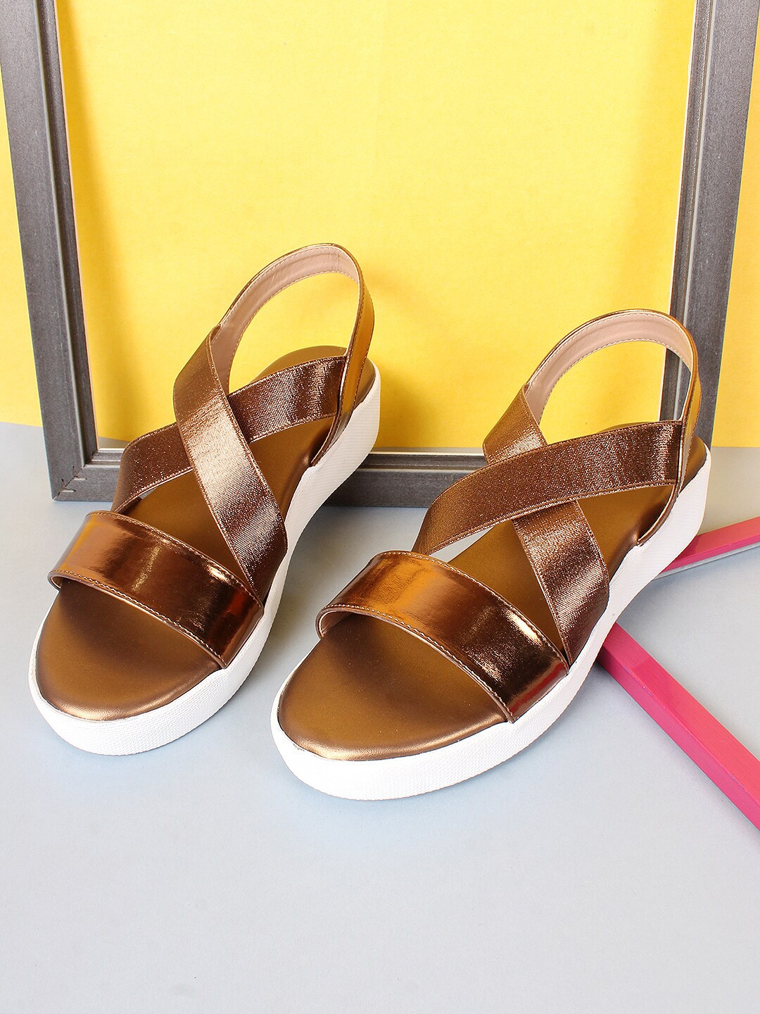 

DressBerry Women Bronze-Toned Sandals