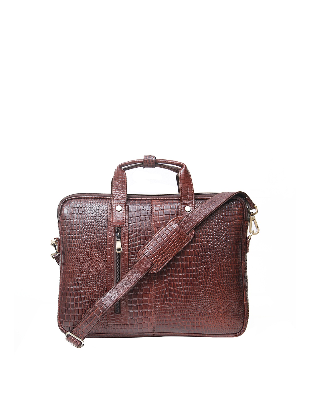 

Calvadoss Women Textured Leather Laptop Bag, Brown