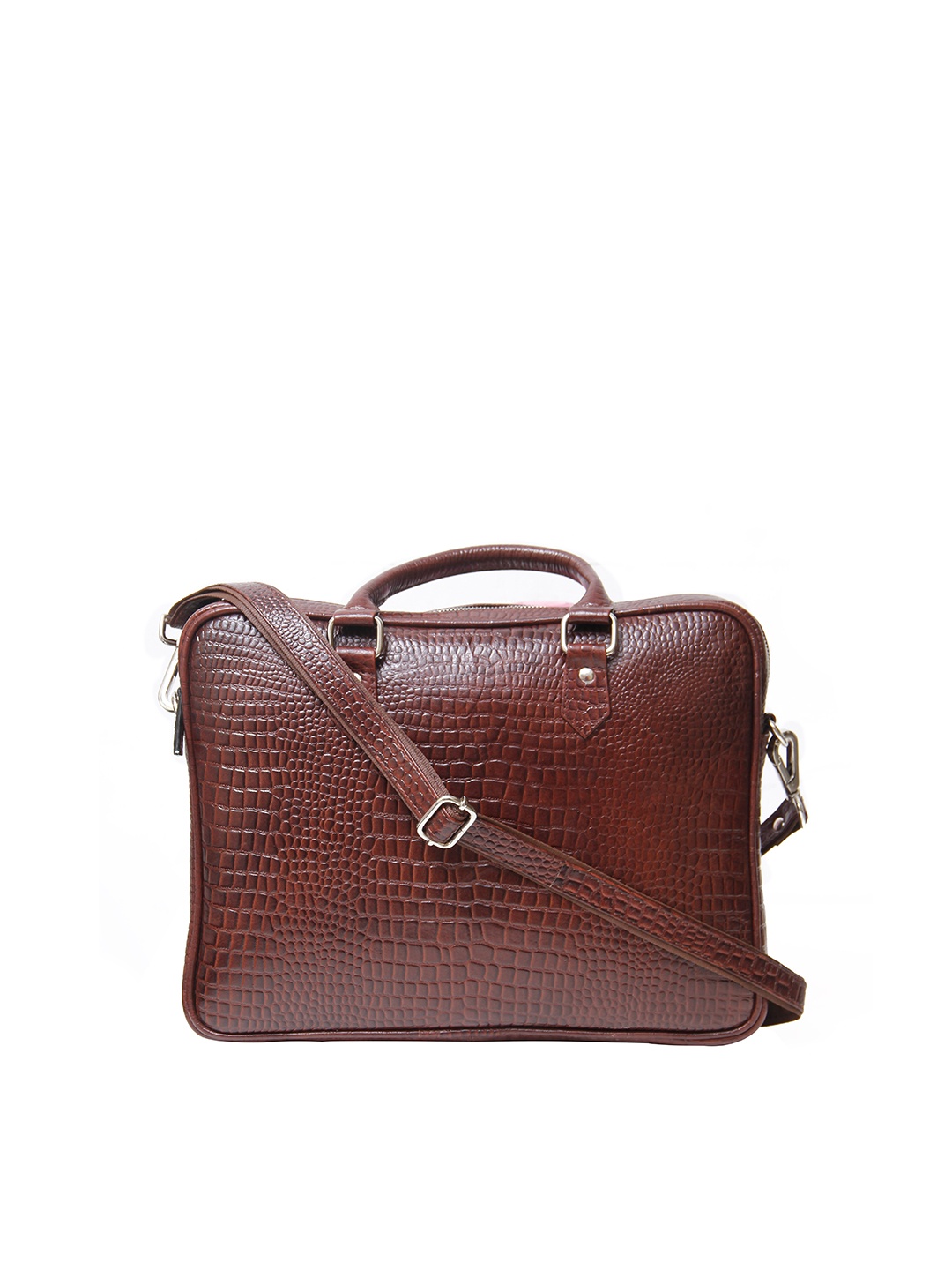 

Calvadoss Women Textured Leather Laptop Bag, Brown