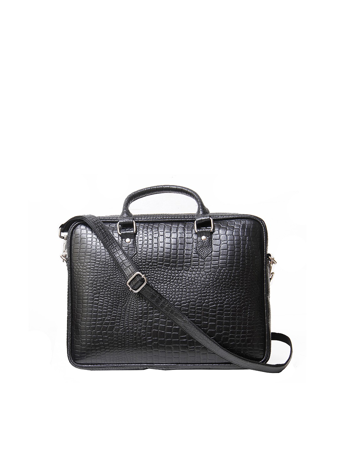 

Calvadoss Women Textured Leather Laptop Bag, Navy blue
