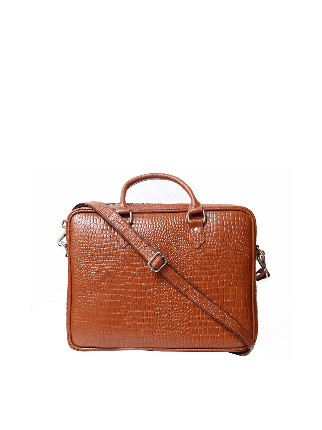 

Calvadoss Women Textured Leather Laptop Bag, Tan