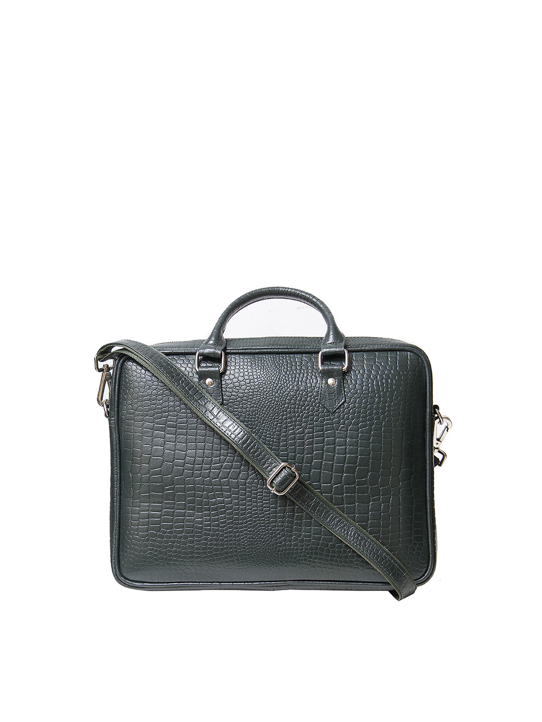

Calvadoss Women Textured Leather Laptop Bag, Green