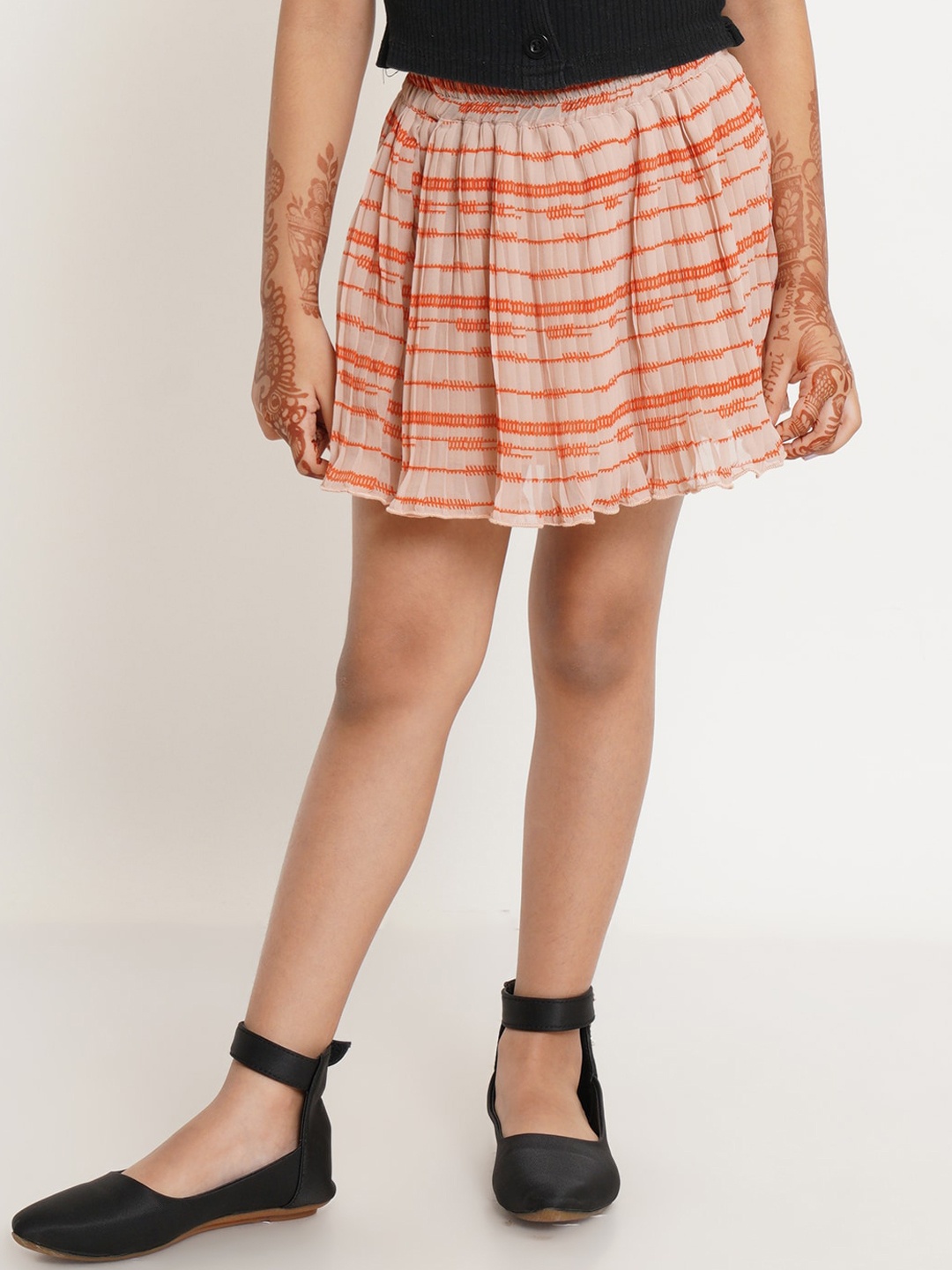

Creative Kids Girls Striped Mini Flared Skirt, Peach