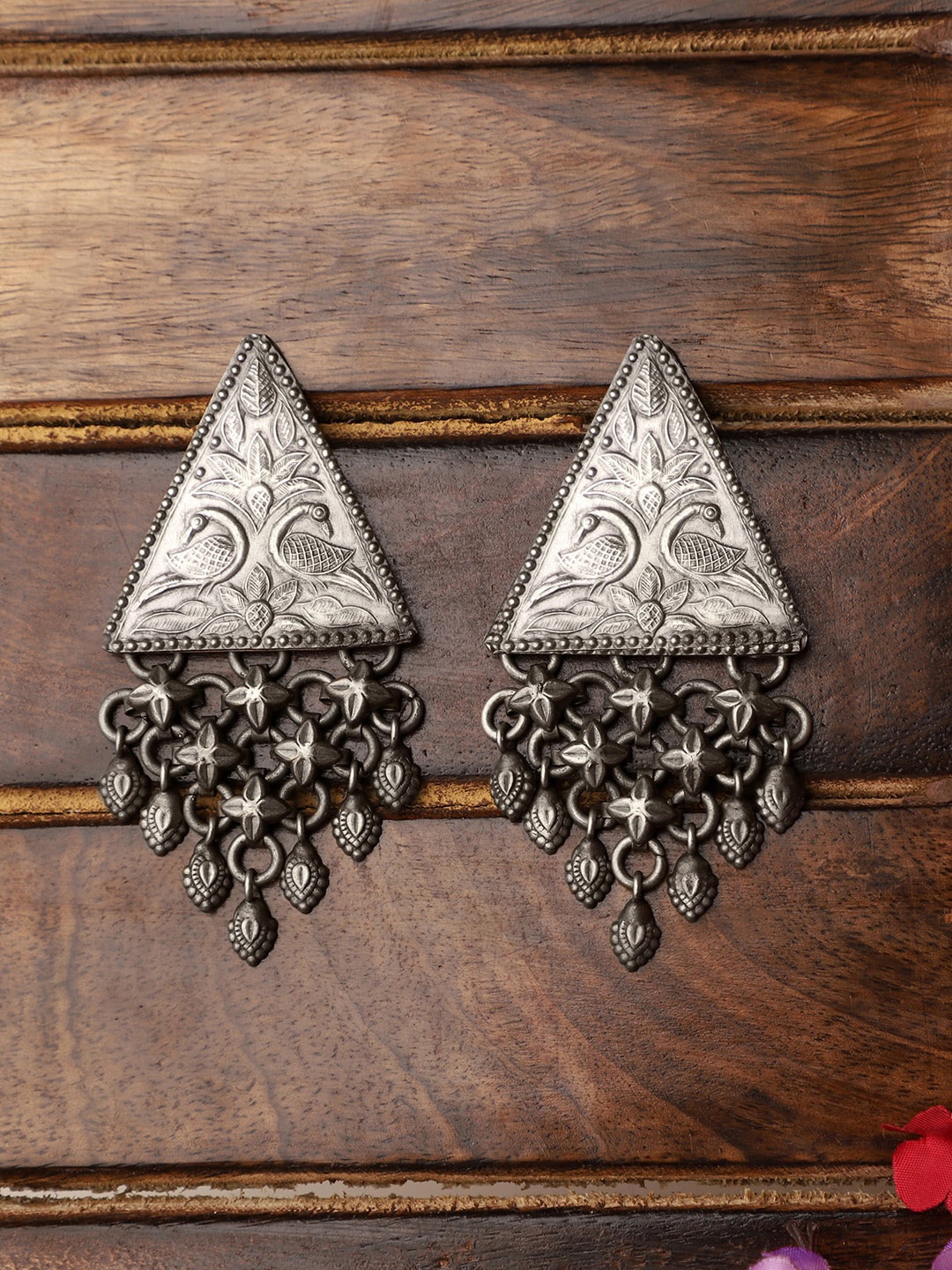 

VENI Silver-Plated Oxidised Classic Drop Earrings