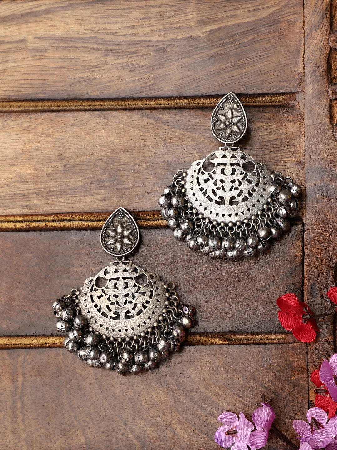 

VENI Silver-Plated Classic Chandbali Jhumkas