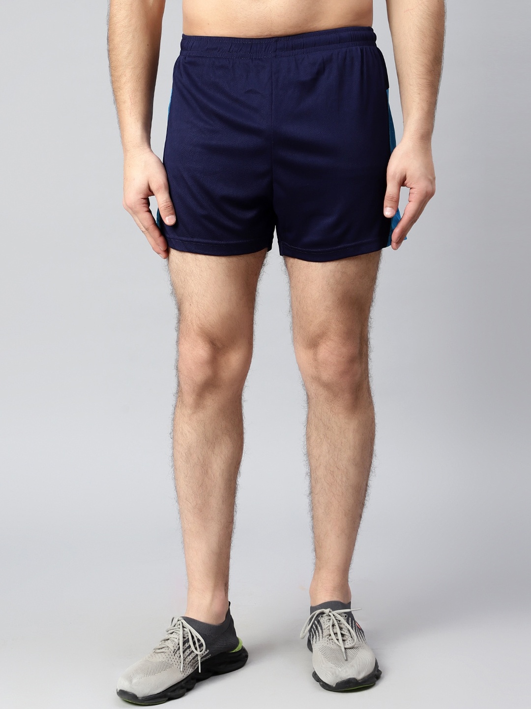 

Shiv Naresh Men Mid-Rise Rapid-Dry Slim Fit Training Gym Shorts, Navy blue