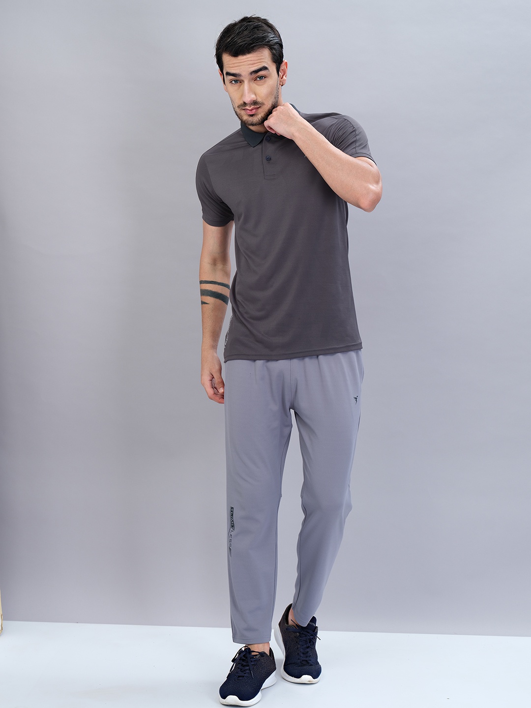 

Technosport Polo Collar Antimicrobial T-shirt, Charcoal