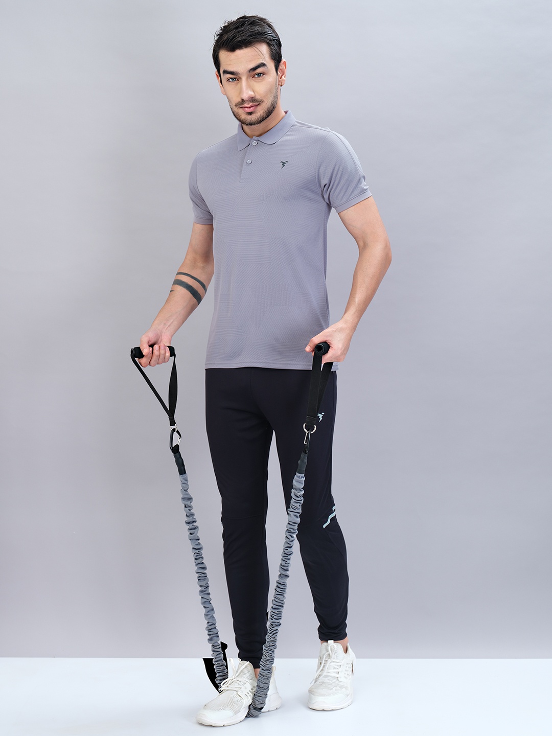 

Technosport Polo Collar Antimicrobial Training or Gym T-shirt, Grey