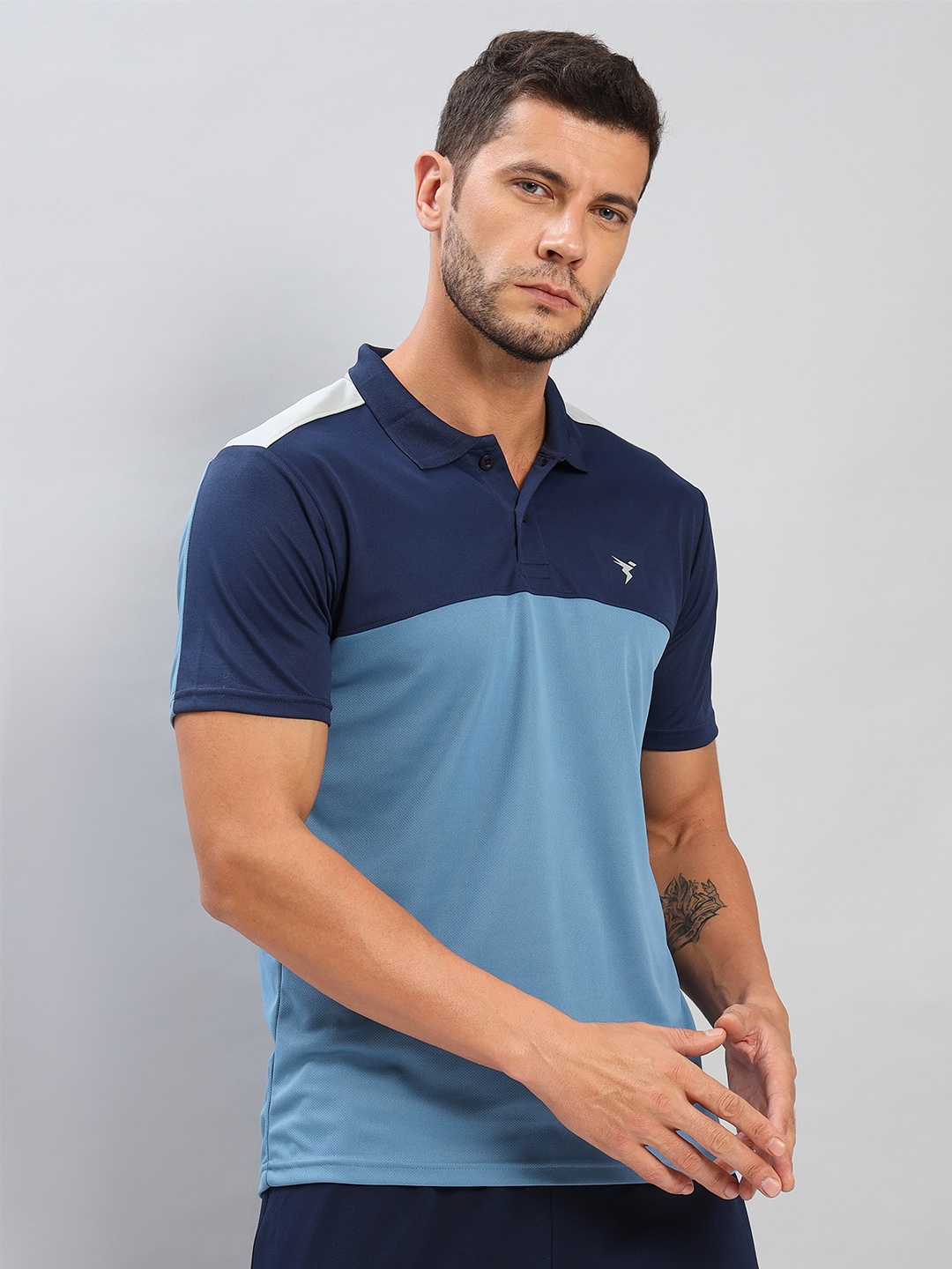 

Technosport Polo Collar Antimicrobial Training or Gym T-shirt, Turquoise blue