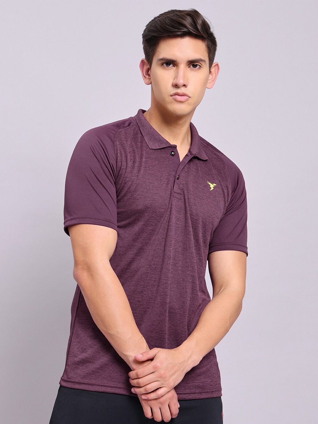 

Technosport Men Burgundy Polo Collar Antimicrobial Training or Gym T-shirt