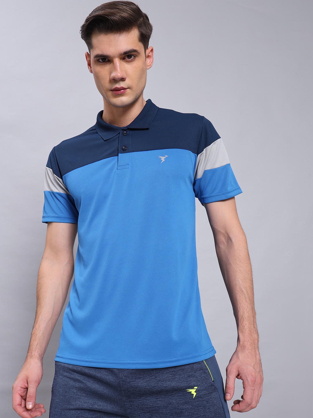 

Technosport Polo Collar Antimicrobial Training or Gym T-shirt, Blue