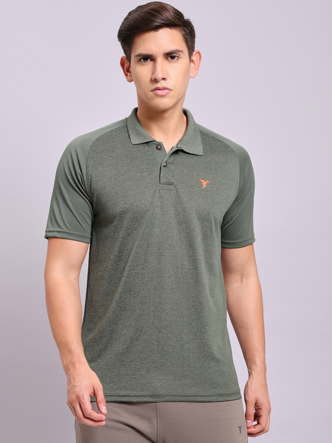 

Technosport Men Antimicrobial Slim Fit Polo T-shirt, Olive