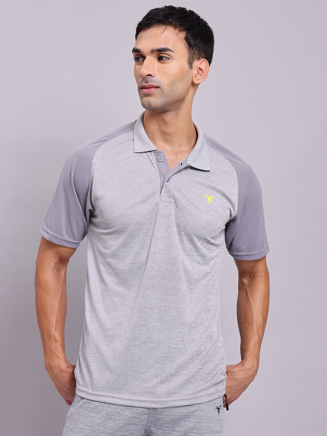 

Technosport Men Antimicrobial Slim Fit Polo T-shirt, Grey