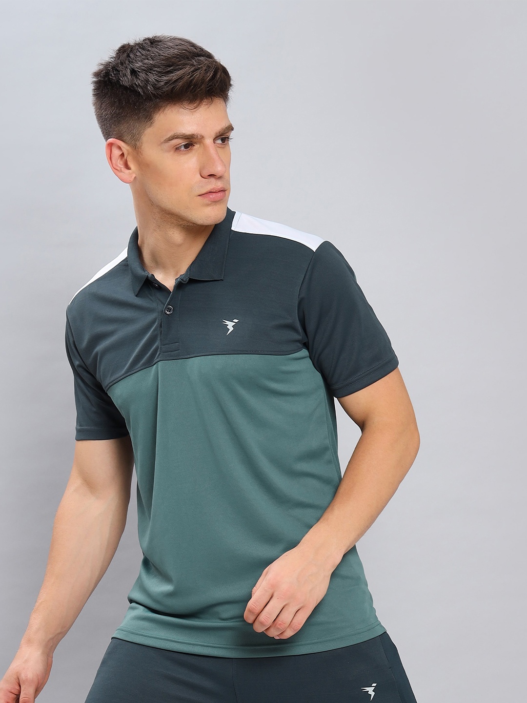 

Technosport Polo Collar Regular Fit Antimicrobial Training or Gym T-shirt, Green