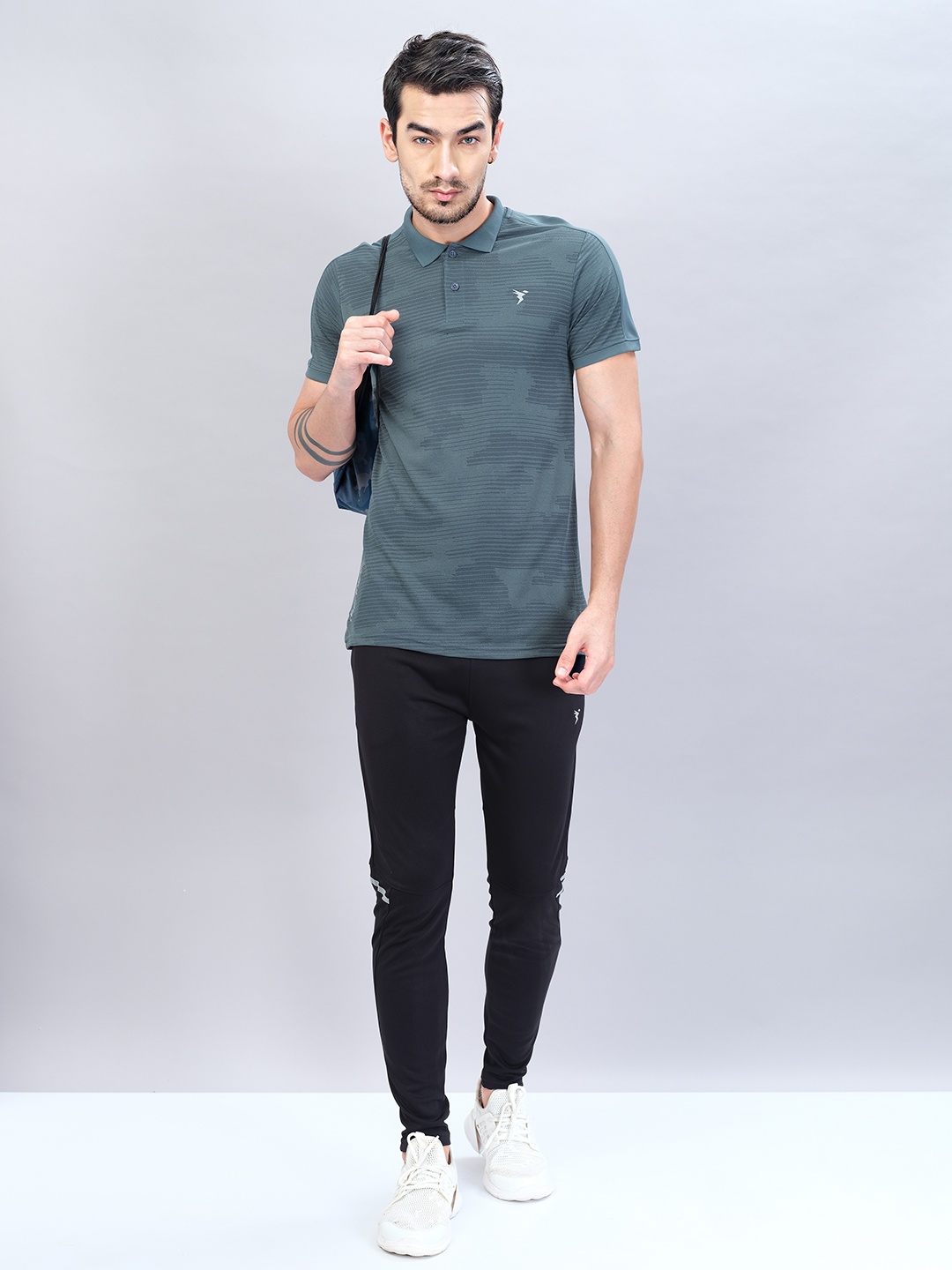 

Technosport Polo Collar Antimicrobial Training or Gym T-shirt, Green