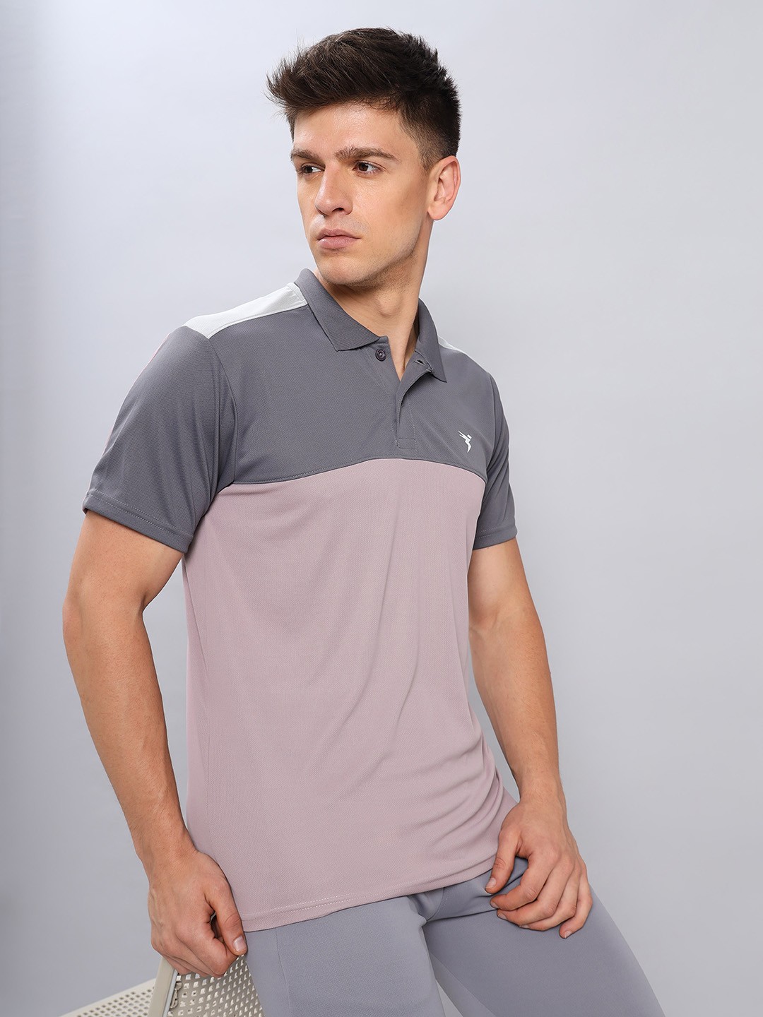 

Technosport Polo Collar Regular Fit Antimicrobial Training or Gym T-shirt, Mauve