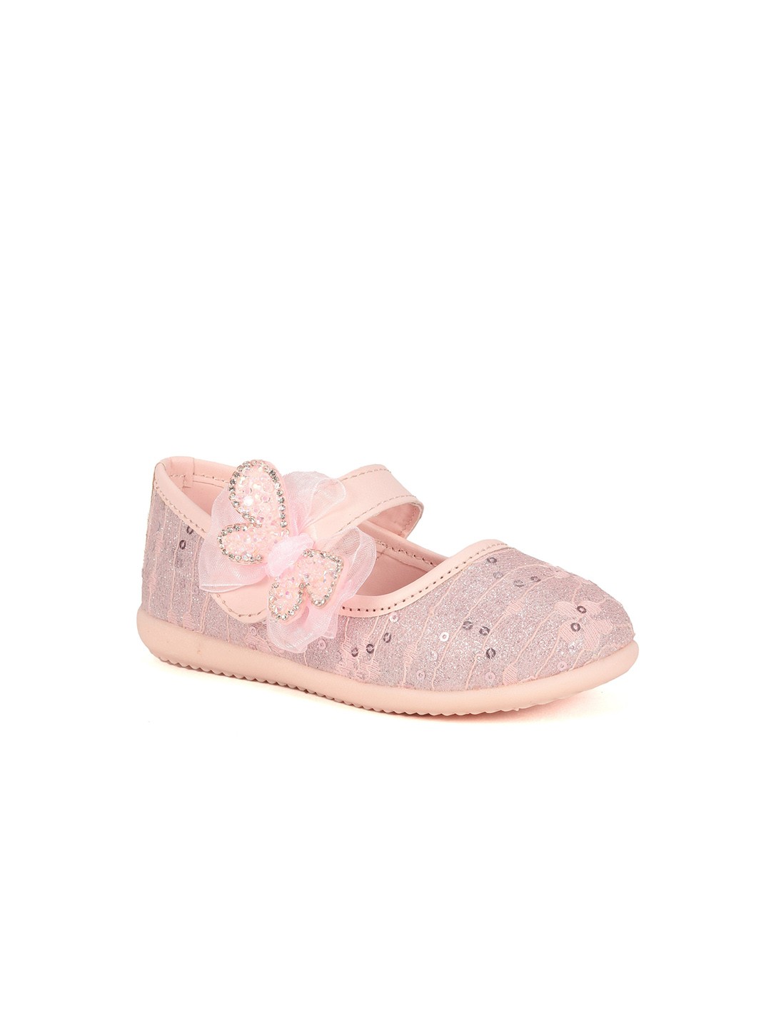 

Lil Lollipop Girls Embellished Ballerinas Flats with Velcro Closure, Pink