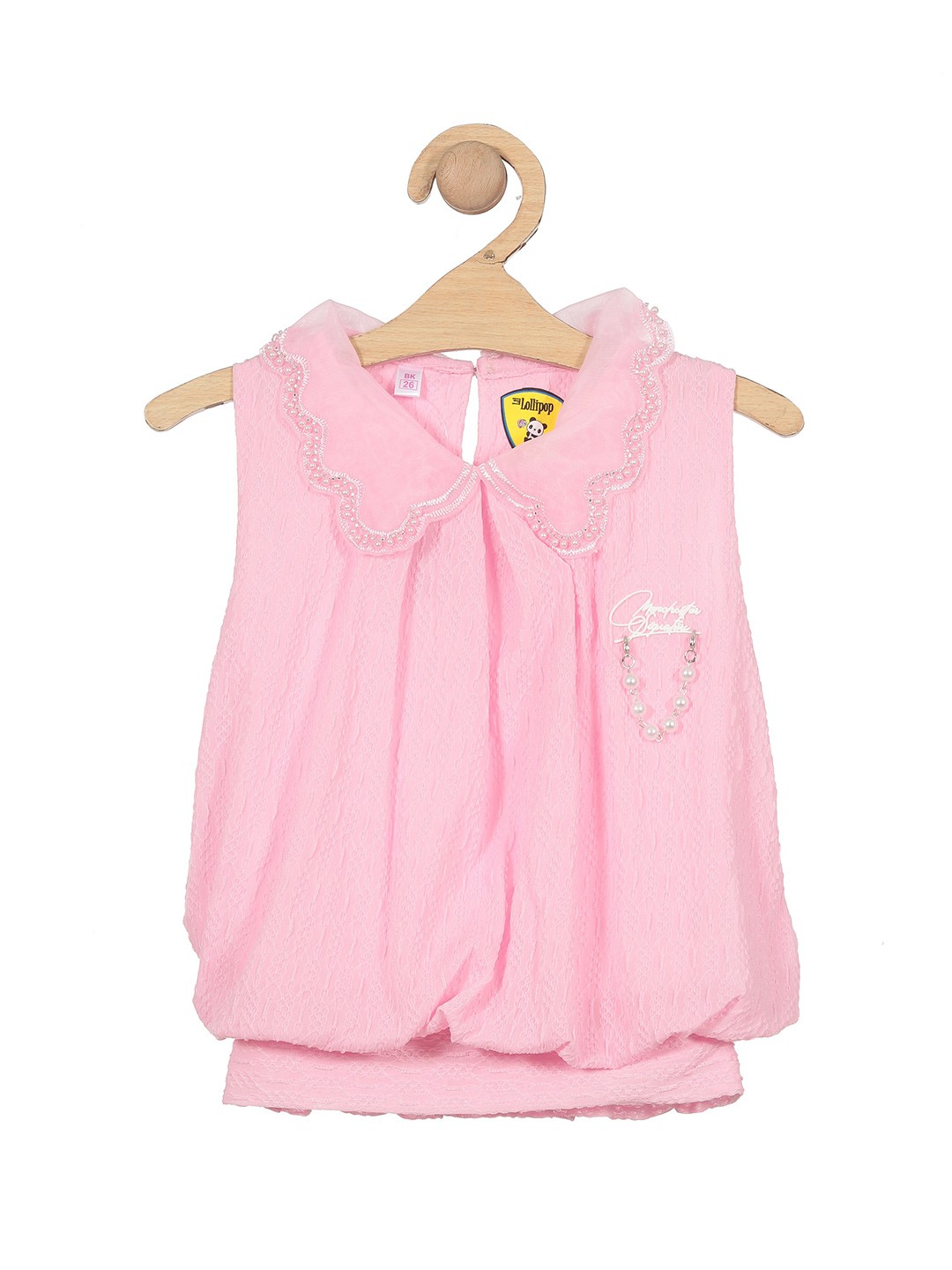 

Lil Lollipop Girls Studded Embellished Blouson Top, Pink