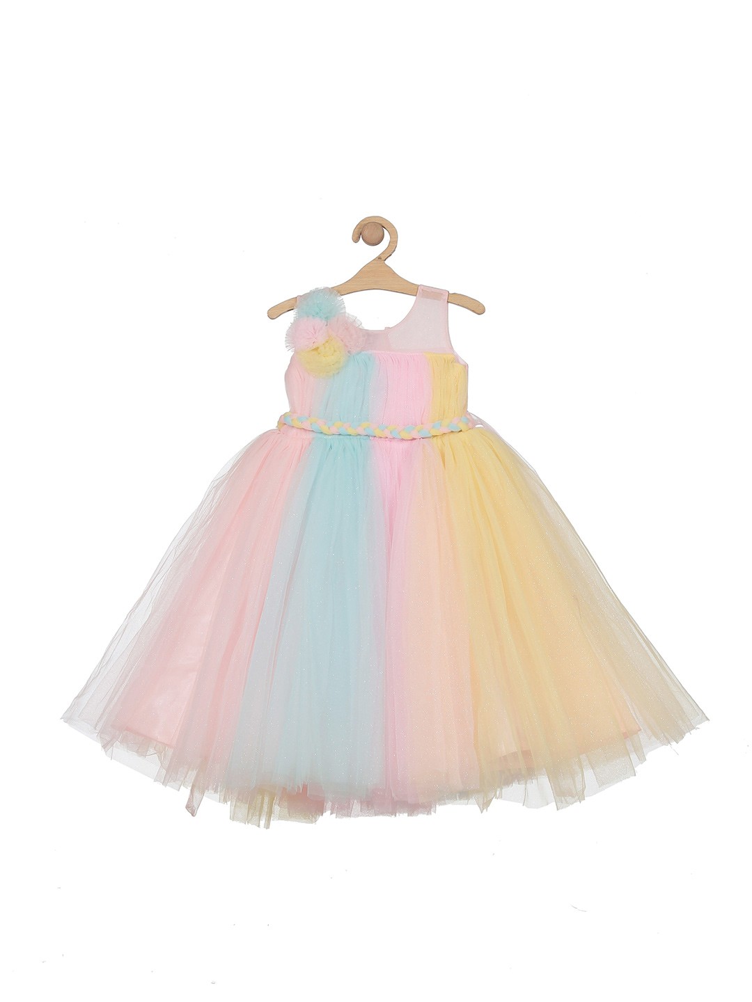 

Lil Lollipop Girls Colourblocked Fit & Flare Dress, Pink