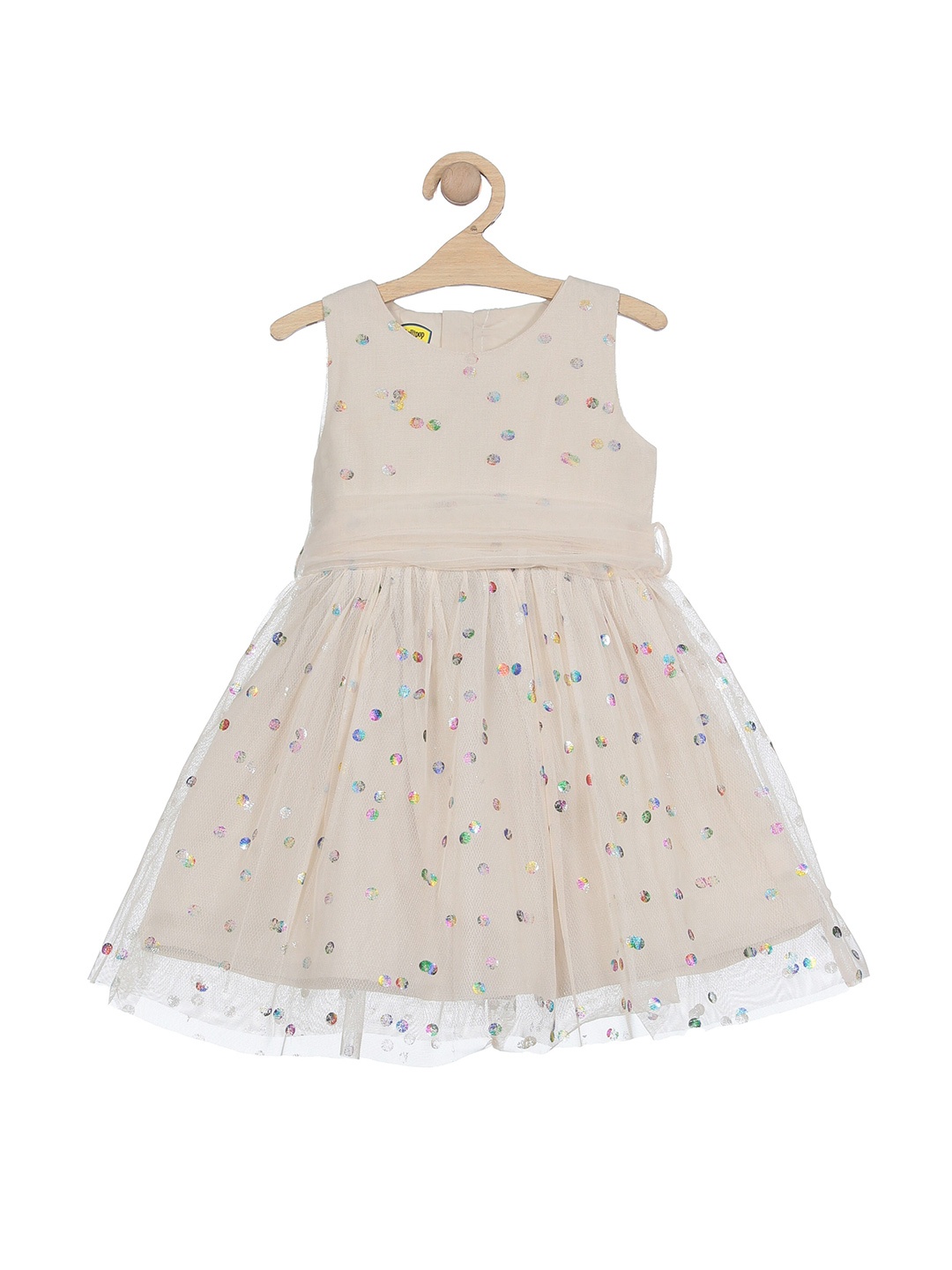 

Lil Lollipop Girls Embellished Sequined Fit & Flare Dress, Cream