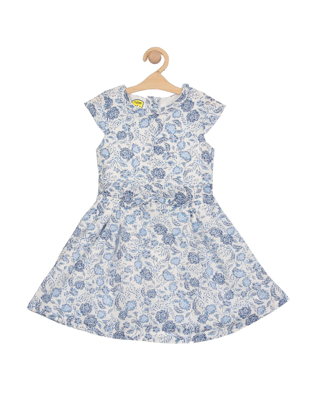 

Lil Lollipop Girls Floral Printed Pure Cotton Fit & Flare Dress, Blue