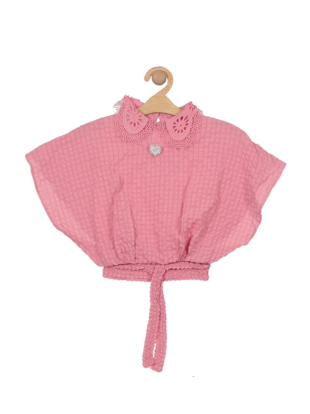 

Lil Lollipop Girls Peter Pan Collar Waist Tie-Ups Top, Pink