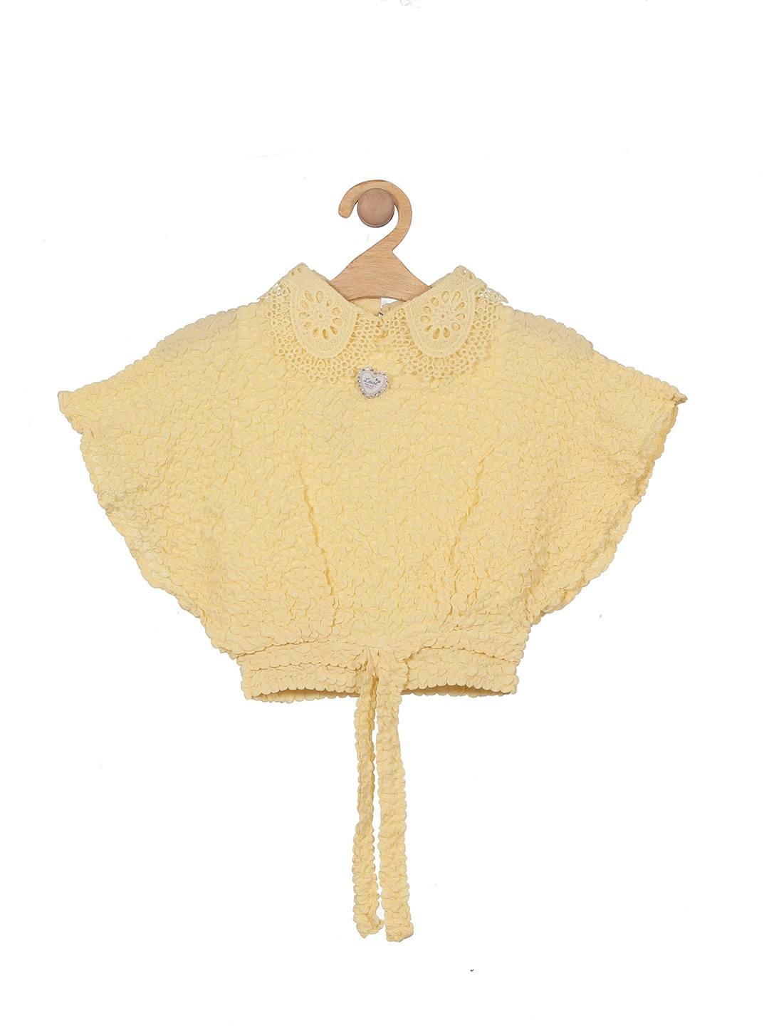 

Lil Lollipop Girls Peter Pan Collar Waist Tie-Up Blouson Top, Yellow