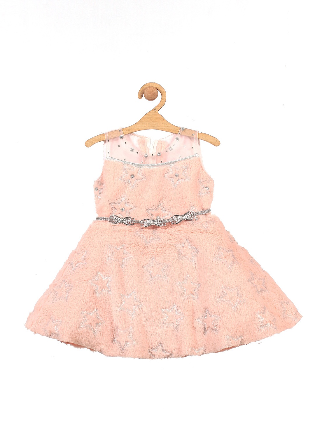 

Lil Lollipop Girls Round Neck Fit and Flare Dress, Peach