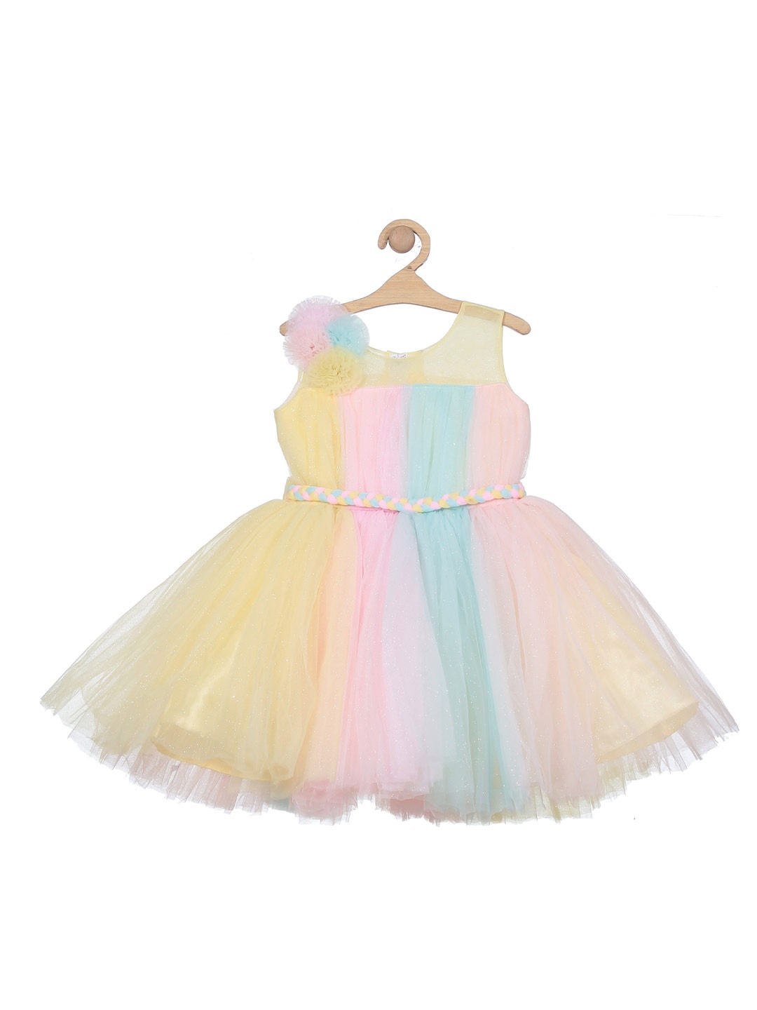

Lil Lollipop Girls Round Neck Fit & Flare Dress, Beige