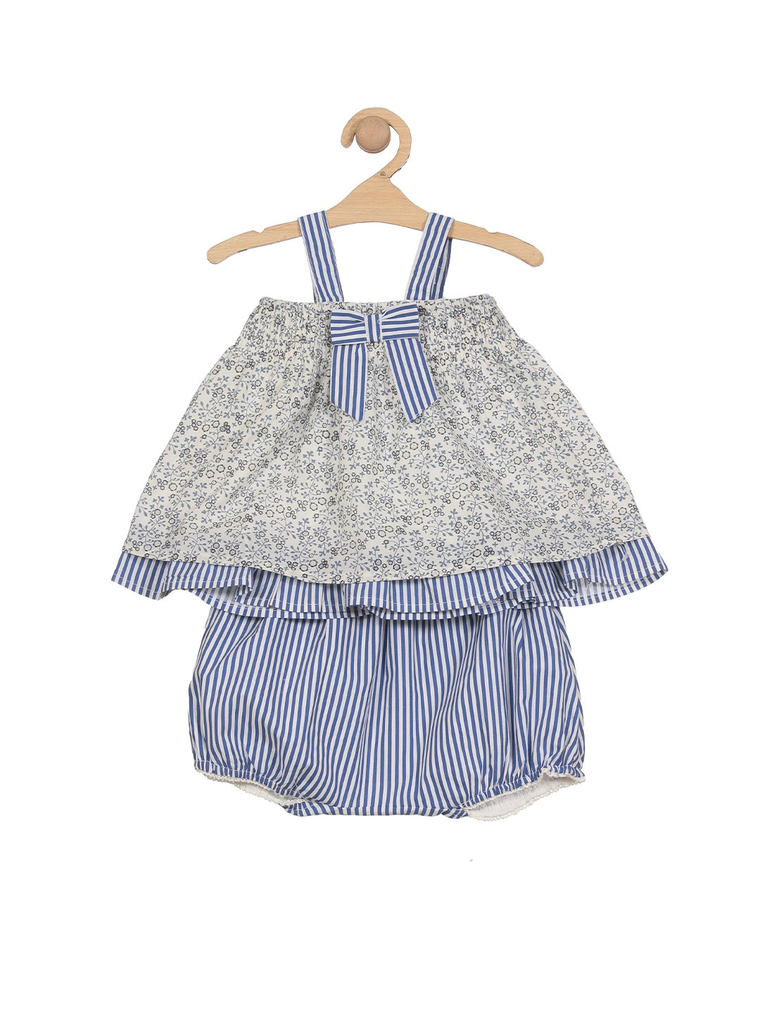 

Lil Lollipop Girls Printed Cotton Top With Bloomer Set, Blue