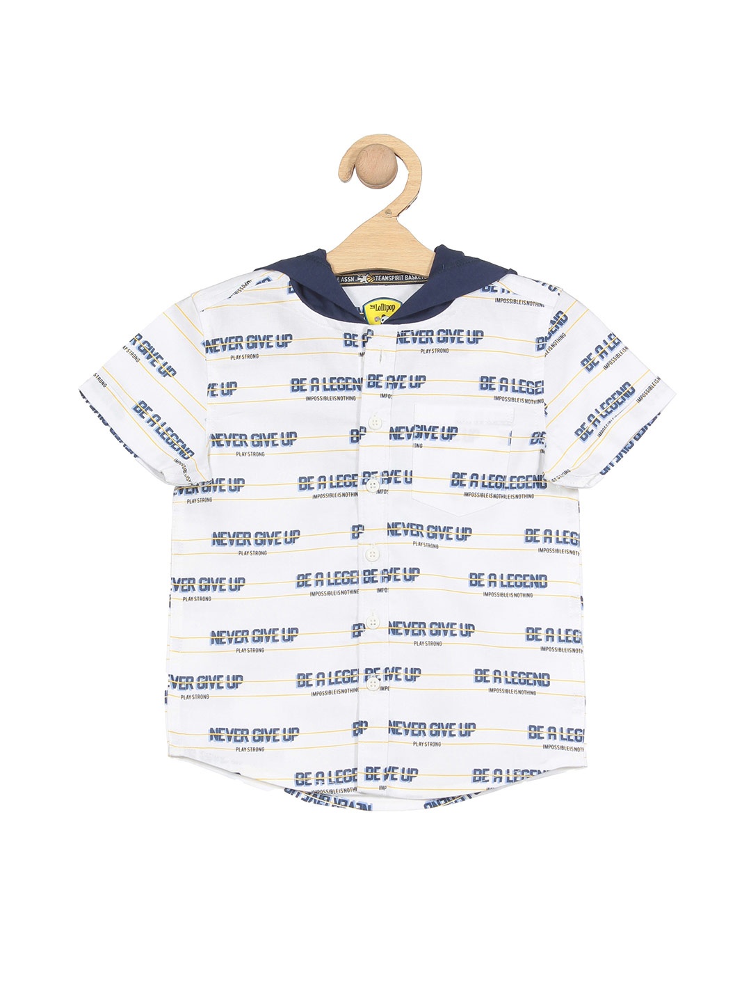 

Lil Lollipop Unisex Kids Typography Printed Hooded Cotton Casual Shirt, White