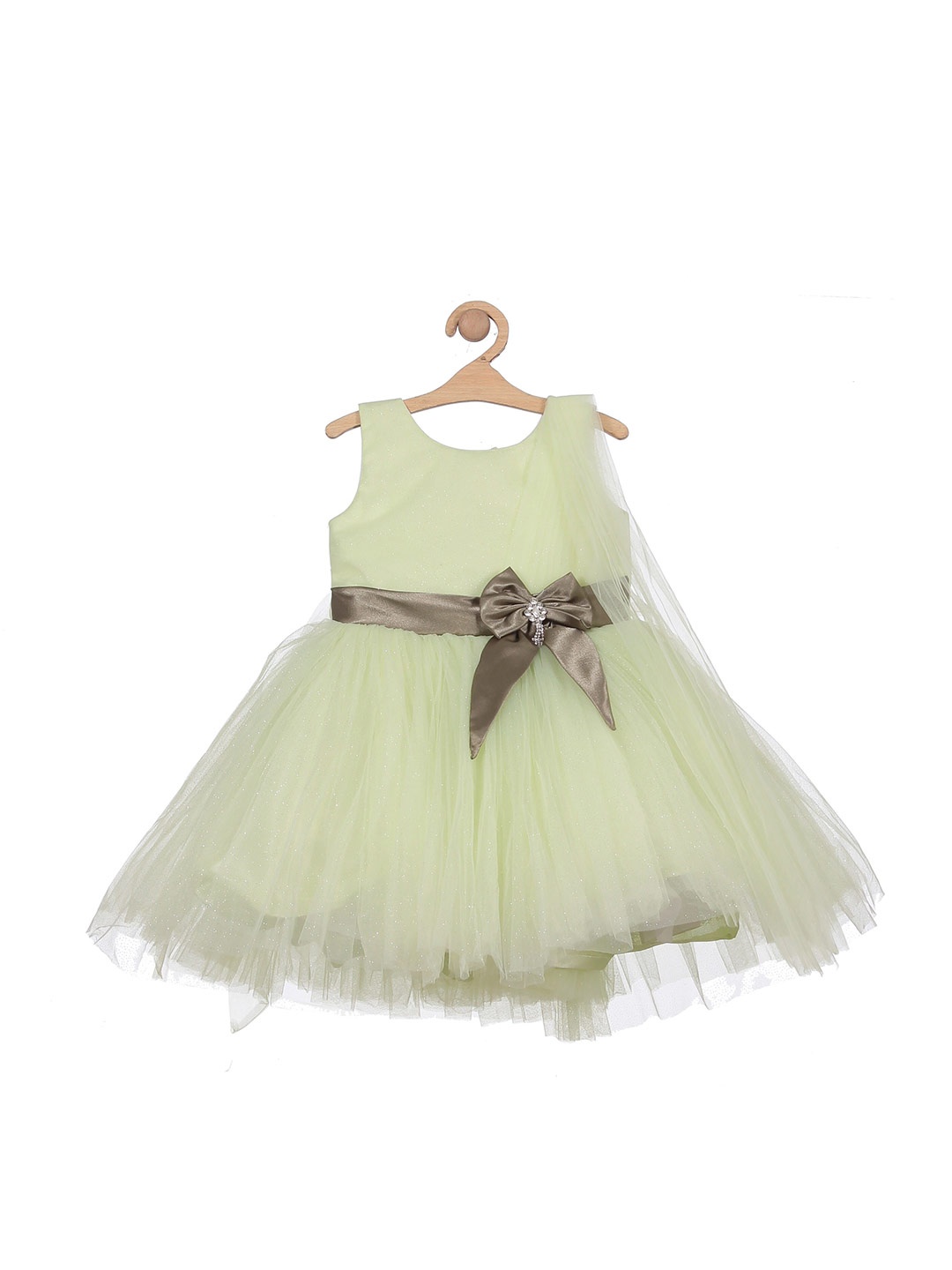 

Lil Lollipop Girls Round Neck Bow Detail Fit & Flare Dress, Green